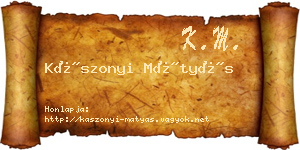 Kászonyi Mátyás névjegykártya