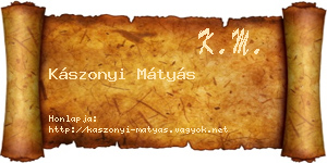 Kászonyi Mátyás névjegykártya